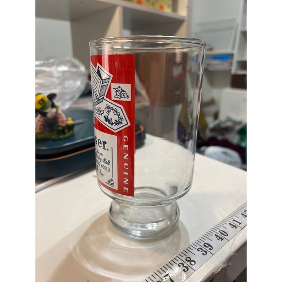 Vintage Budweiser Beer Logo 12oz Footed Drinking Glass Tumbler #I22 - Picture 2 of 9